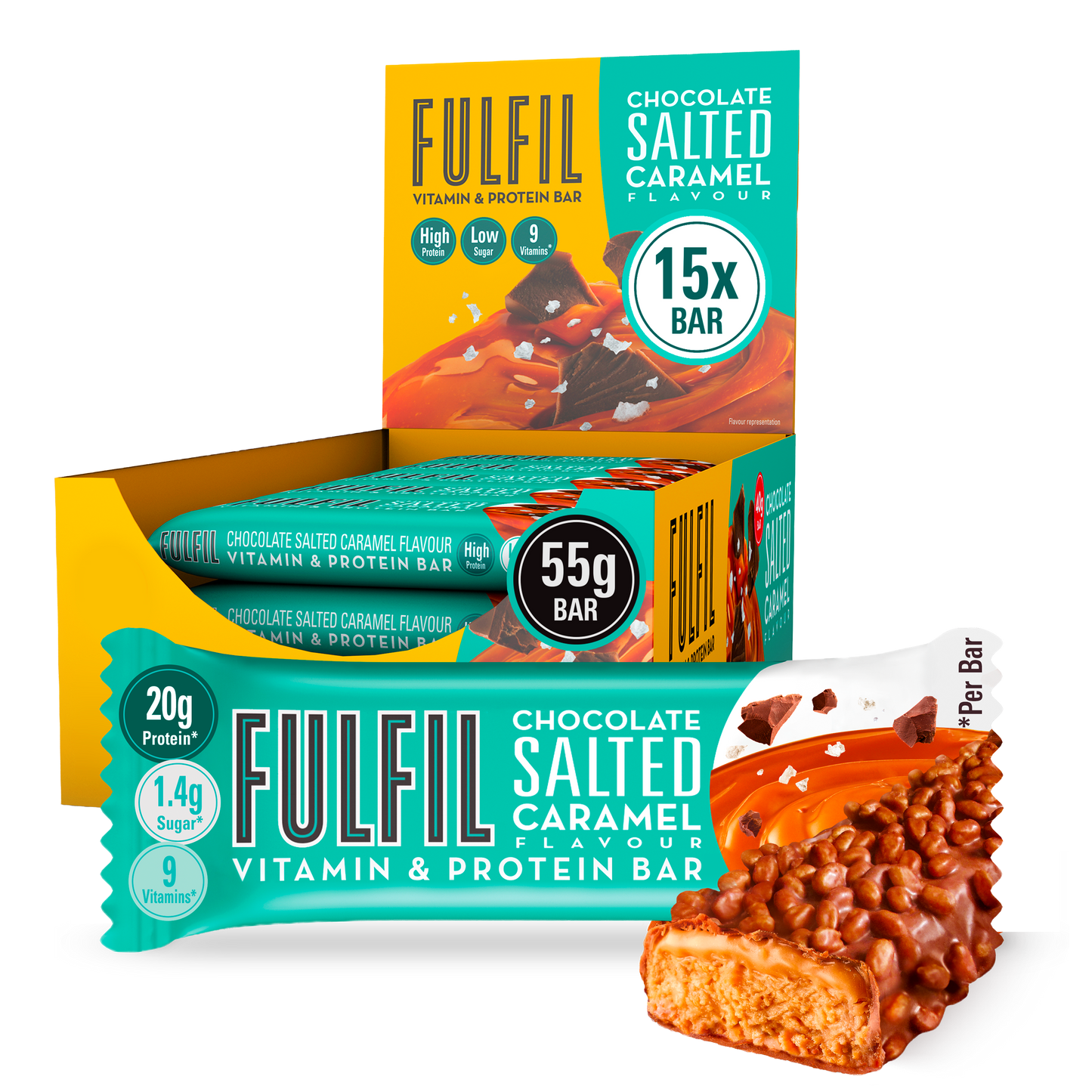 Chocolate Salted Caramel Protein Bar  - 15x55g