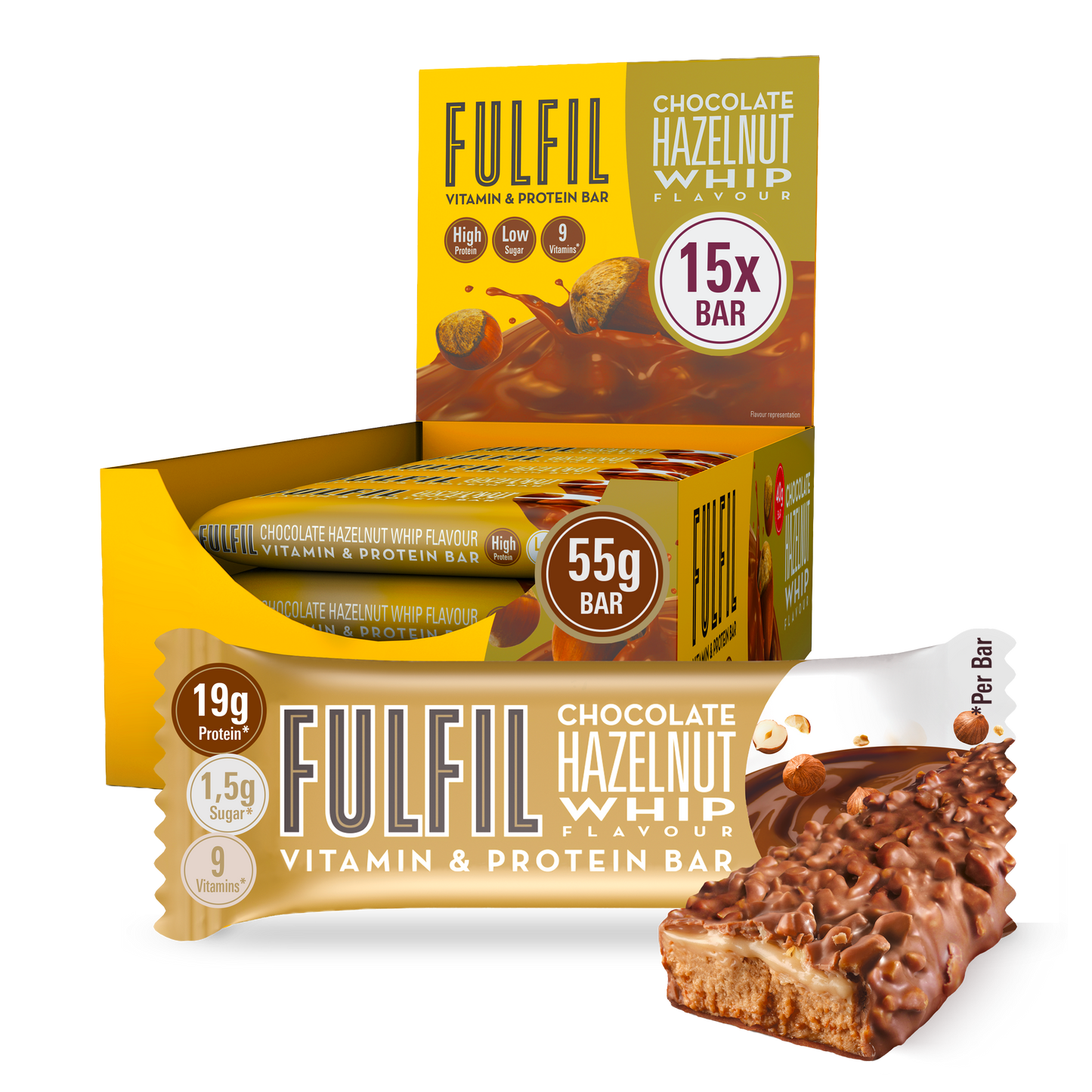 Chocolate Hazelnut Whip Protein Bar  - 15x55g