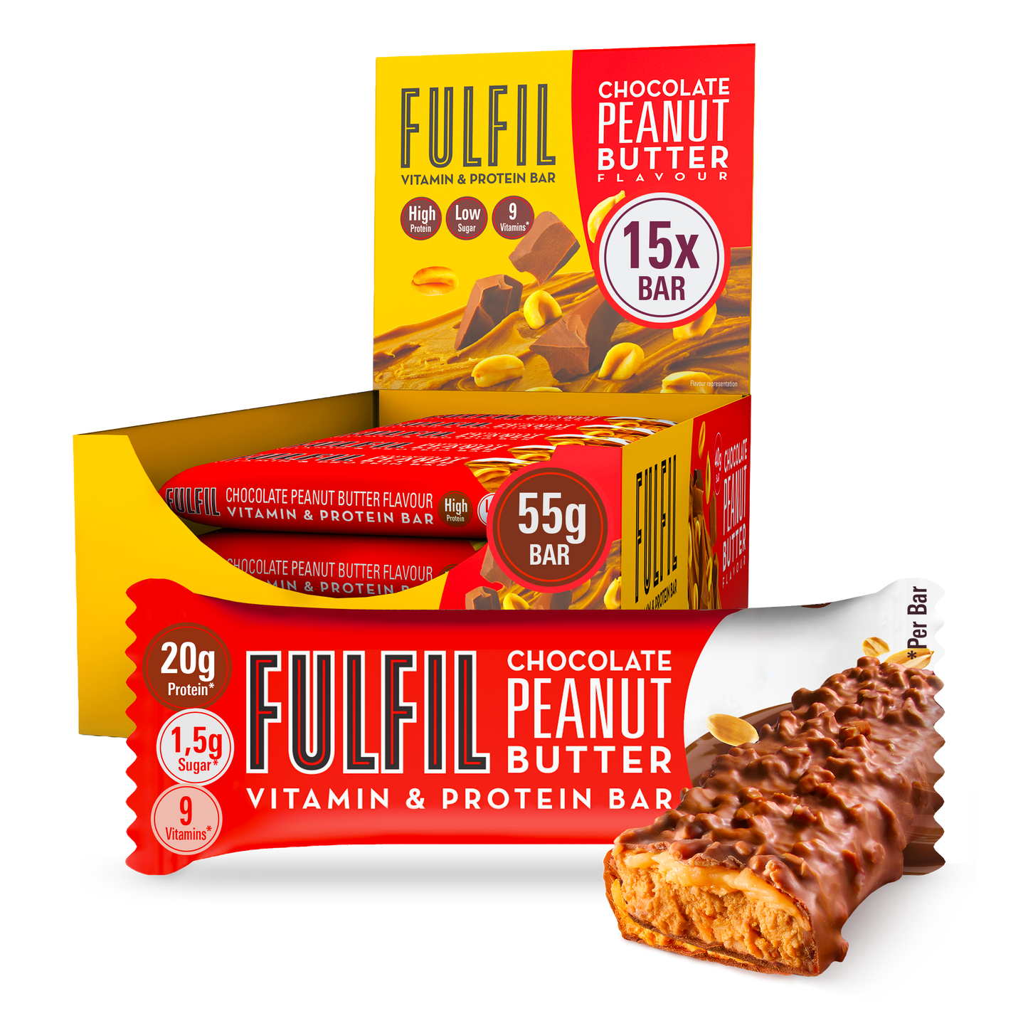 Chocolate Peanut Butter Protein Bar  - 15x55g