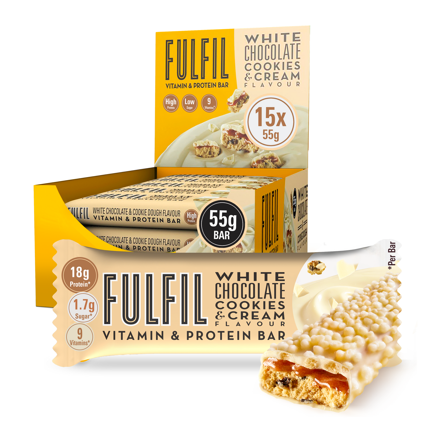 White Chocolate Cookie Protein Bar  - 15x55g